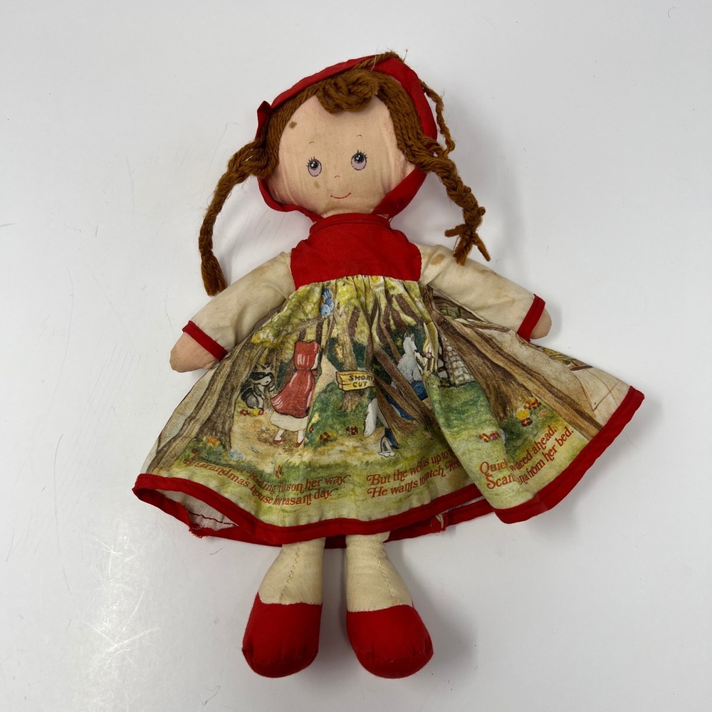 Knickerbocker Little Red Riding Hood Rag‎ Doll Storybook Print Cloth Toy 11"
